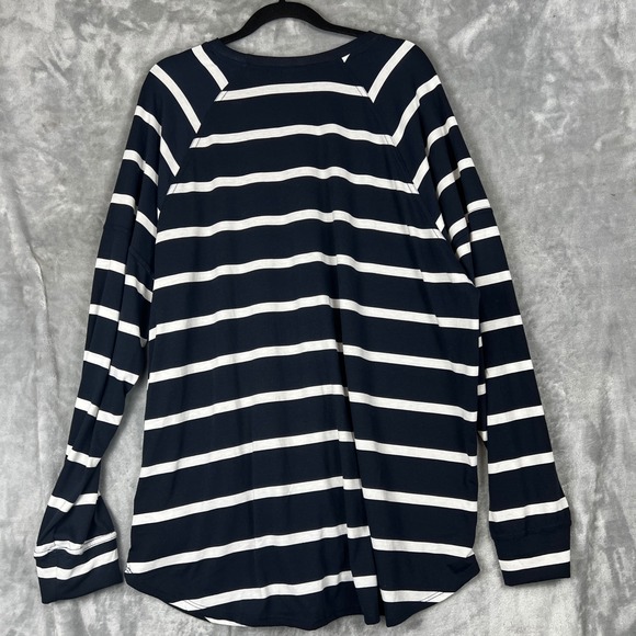 LuLaRoe Women Blouse Tunic Top Shirt Plus 2XL Navy White Stripe Raglan Sleeve - Picture 10 of 10